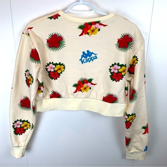 Kappa sz S Cropped Floral Hawaiian Orchid Logo Long Sleeve Sweatshirt Top - Picture 5 of 9